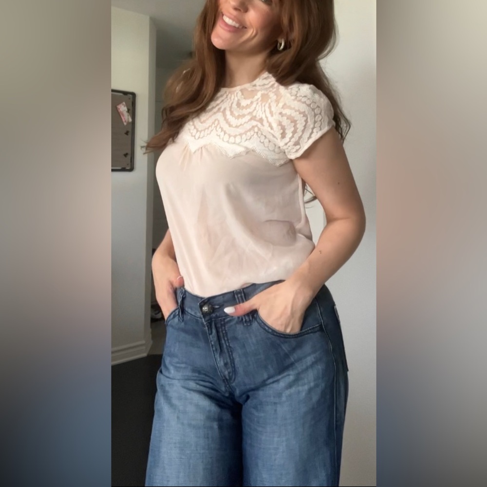 Cream short sleeves embellished top - Picture 3 of 9
